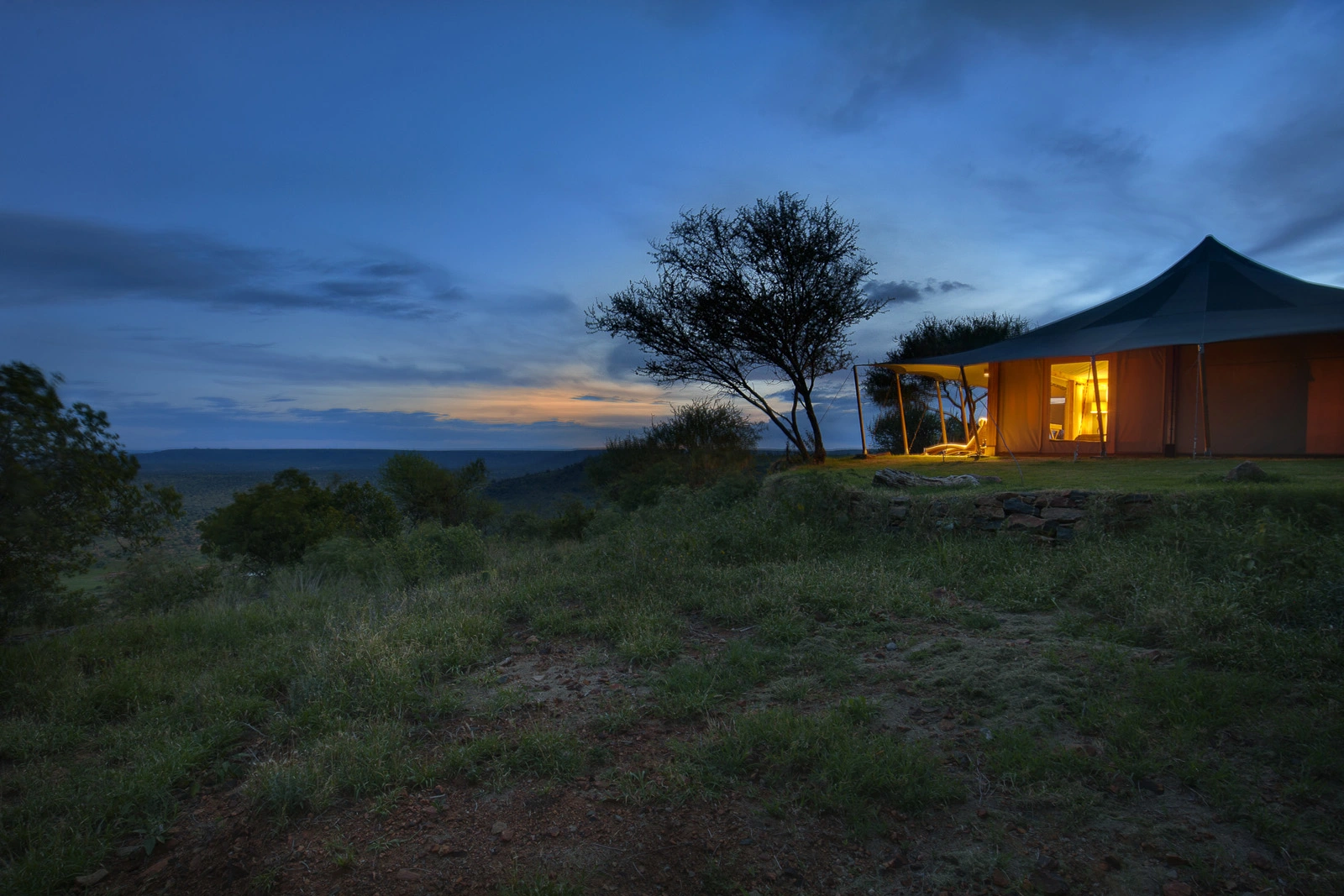 KenyaElewana_Loisaba_Tented_Camp_Guest_Room_Evening_Exterior